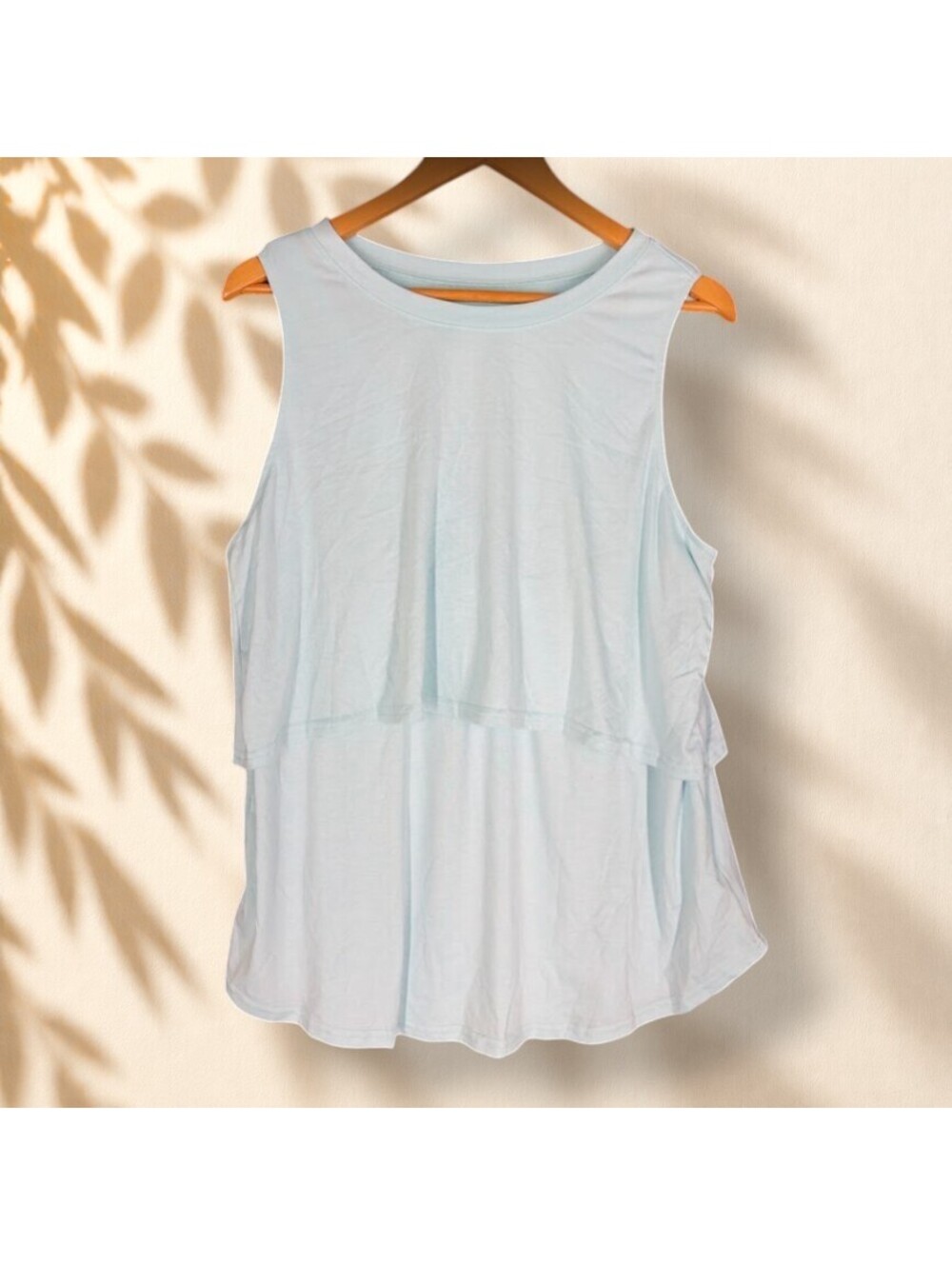 New Tankaneo Tank Women L Large Blue Sleeveless Wide Strap Round Neck Casual